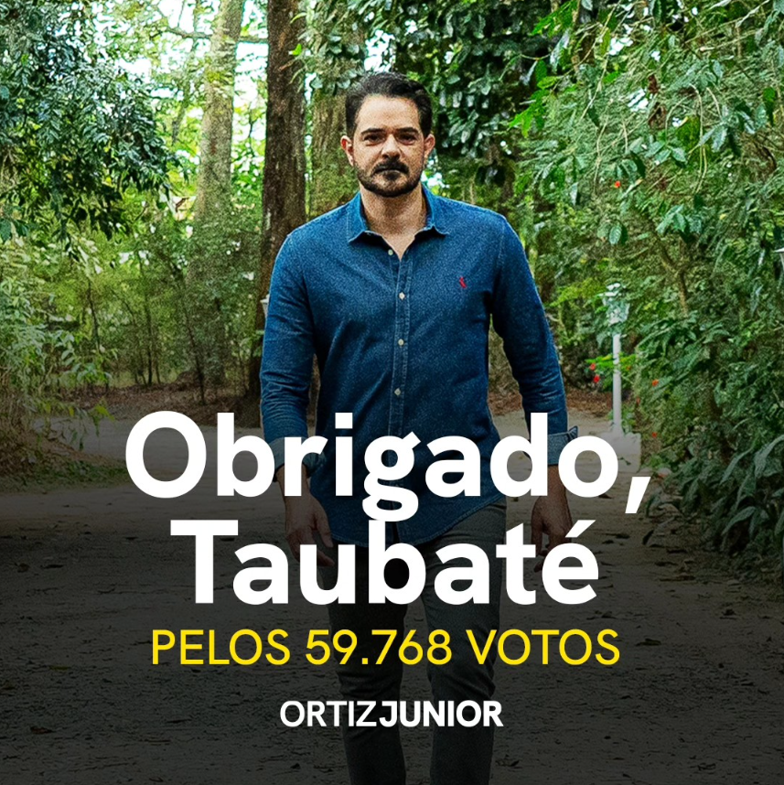 Ortiz Junior na campanha, ao lado da população de Taubaté